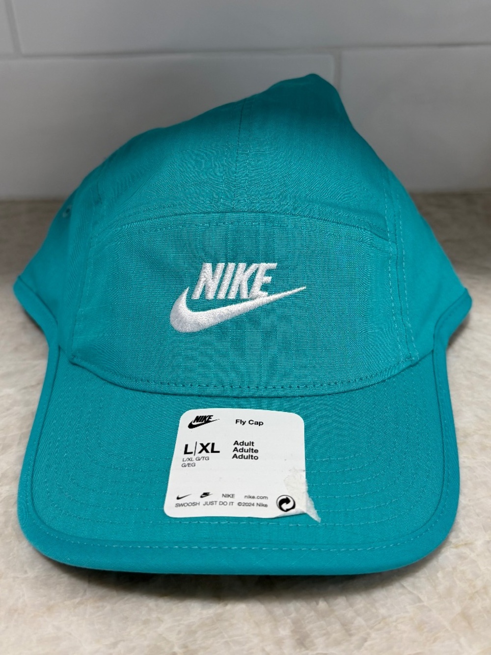NIKE Fly Unstructured Futura 5 Panel Cyan Blue Strapback Hat